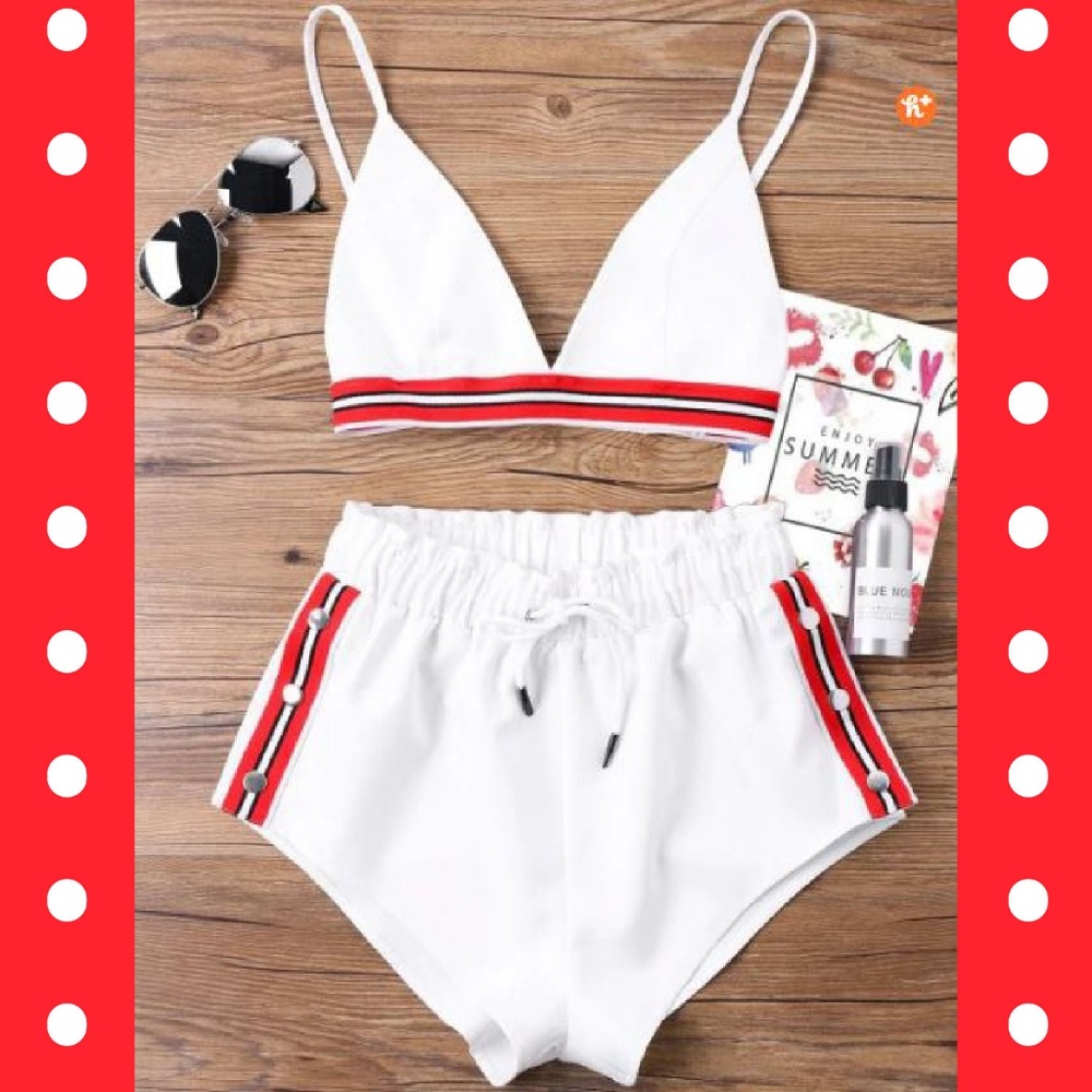 White Sporty Matching 2 Piece Set